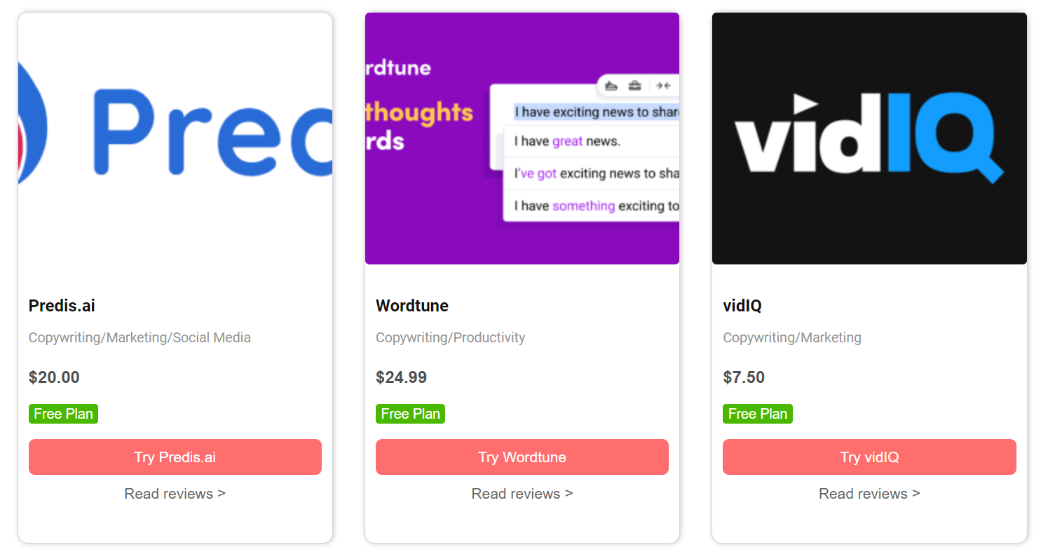 list of ai tools
